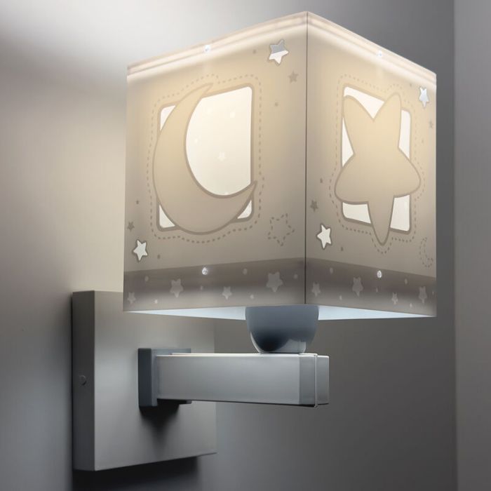 Grey children's wall light plastic, Moonlight