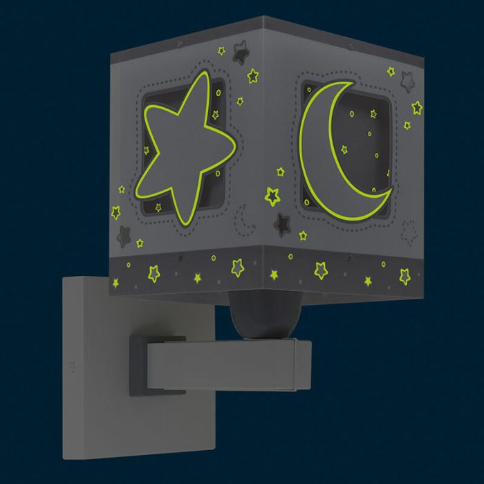 Grey children's wall light plastic, Moonlight