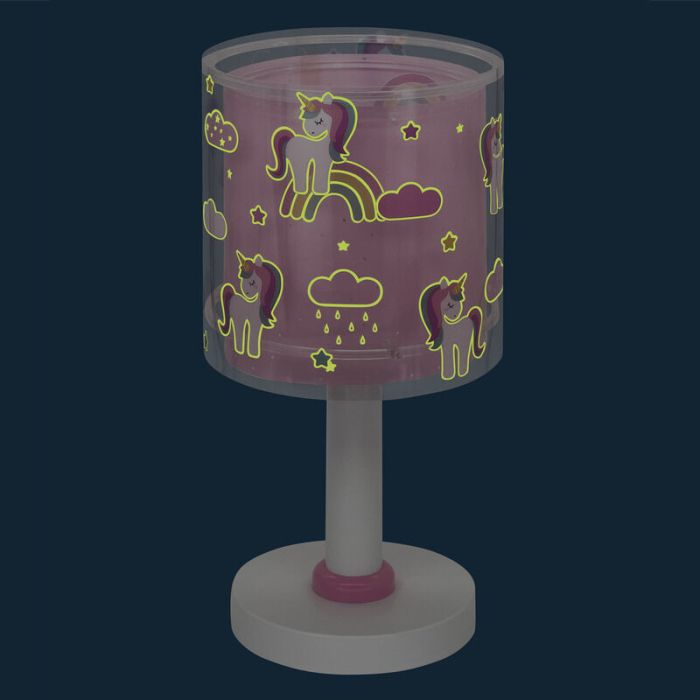Pink children's table lamp plastic, Unicorn