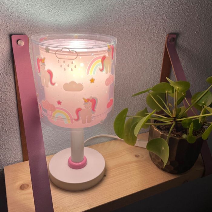 Pink children's table lamp plastic, Unicorn