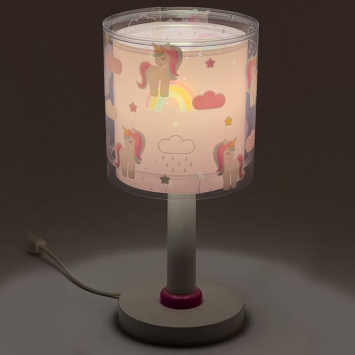 Pink children's table lamp plastic, Unicorn