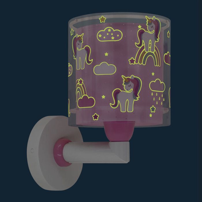 Pink children's wall light plastic, Unicorn
