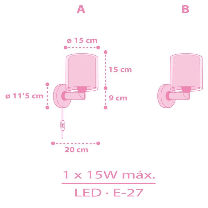 Pink children's wall light plastic, Unicorn