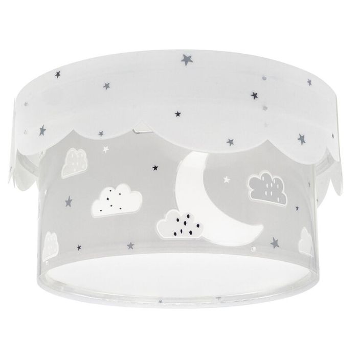 Grey children's ceiling light plastic, Moon