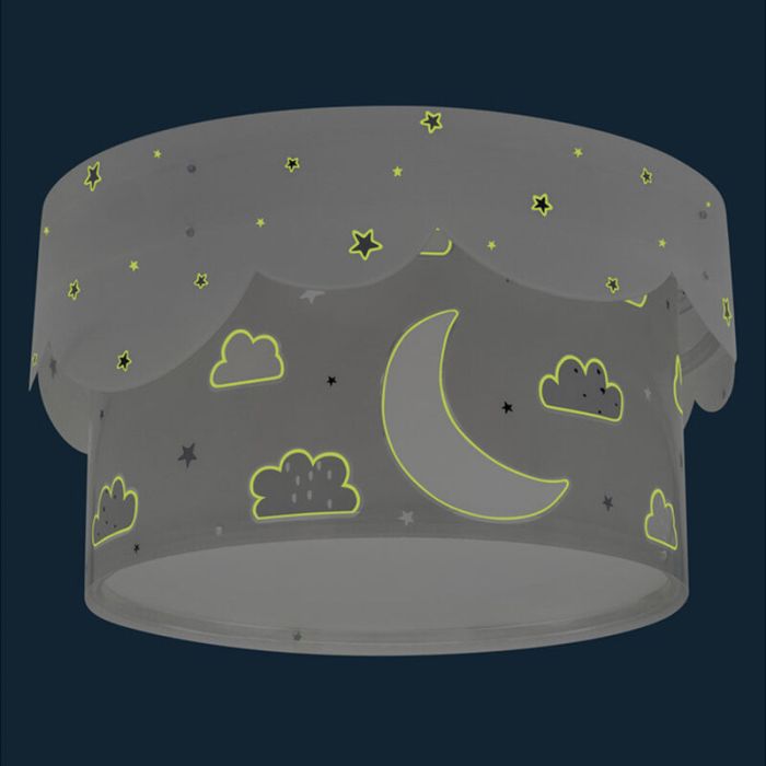 Grey children's ceiling light plastic, Moon