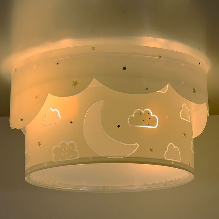 Grey children's ceiling light plastic, Moon