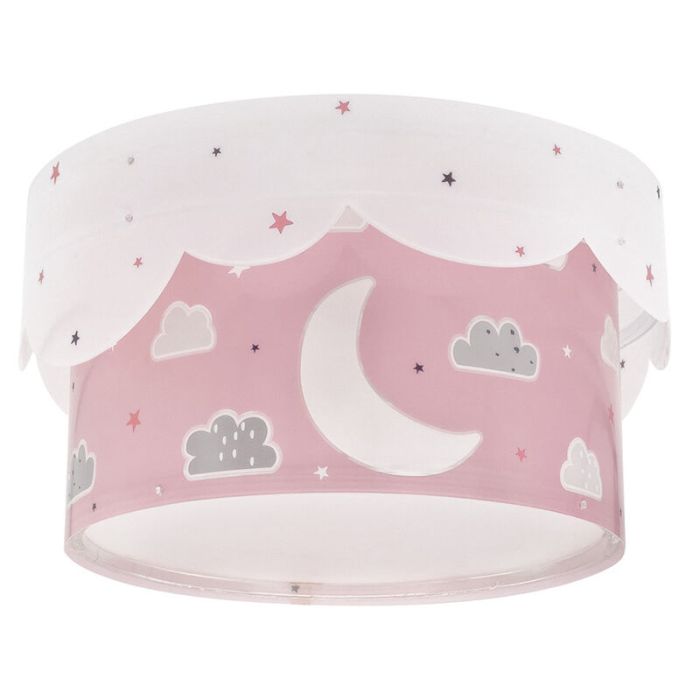 Pink children's ceiling light plastic, Moon