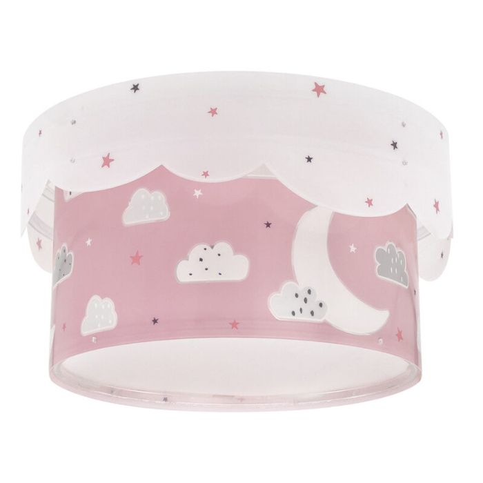 Pink children's ceiling light plastic, Moon