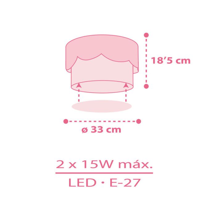 Pink children's ceiling light plastic, Moon