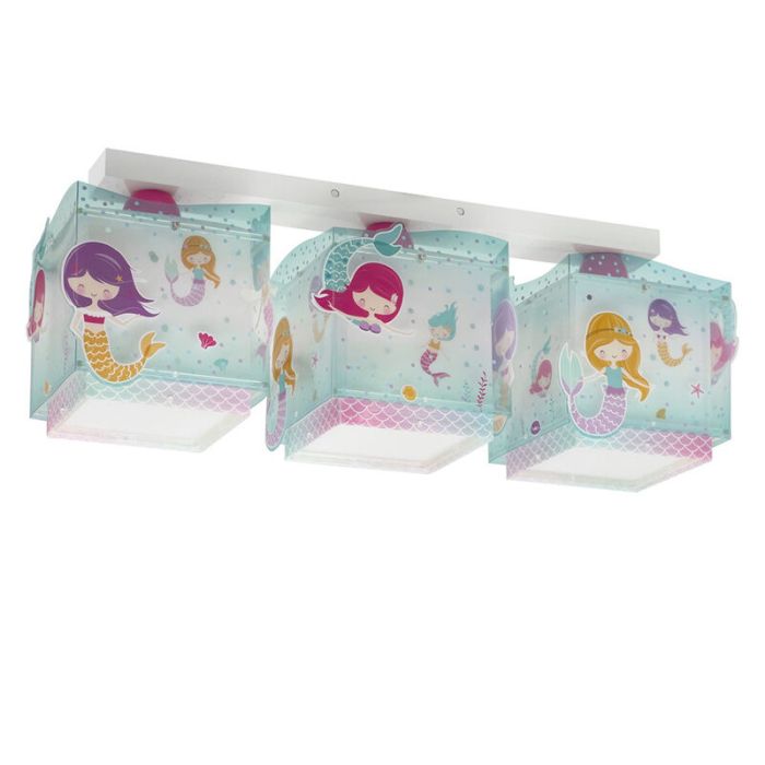 Pink children's ceiling light plastic, Mermaid