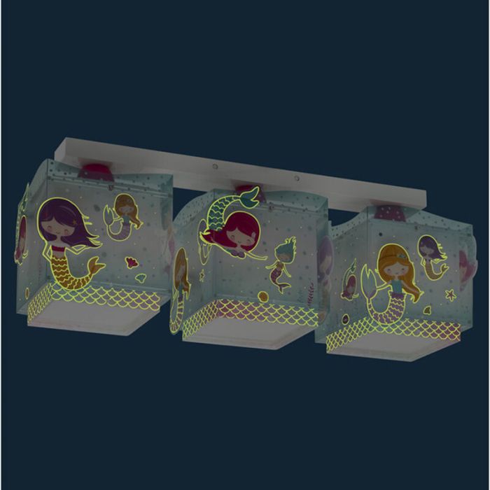 Pink children's ceiling light plastic, Mermaid