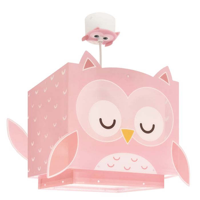 Pink children's pendant light plastic, Owls