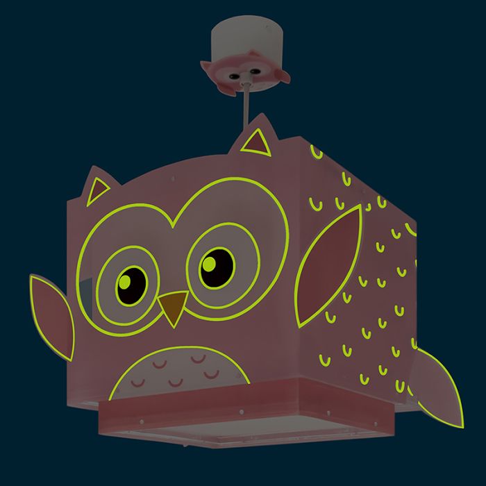 Pink children's pendant light plastic, Owls