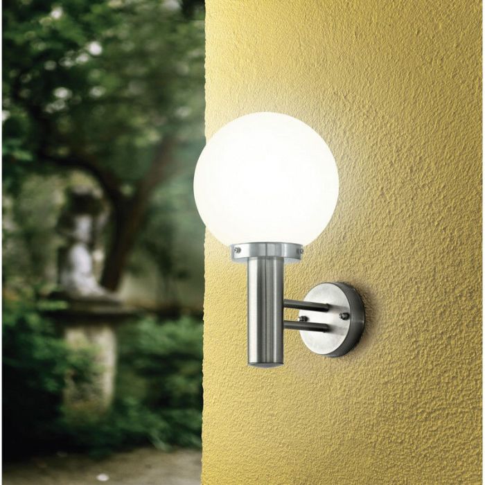 Silver outdoor light stainless steel, Baukje, IP44