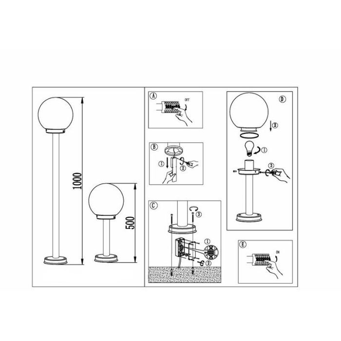 Silver outdoor light stainless steel, Baukje, IP44