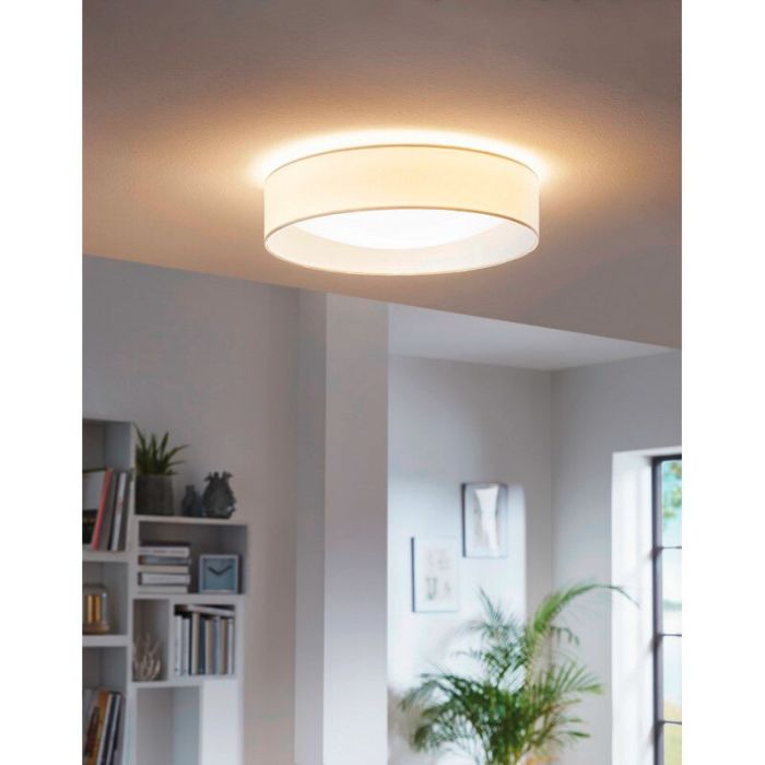 White modern flush ceiling light fabric, Abano, 12W, 3000K LED