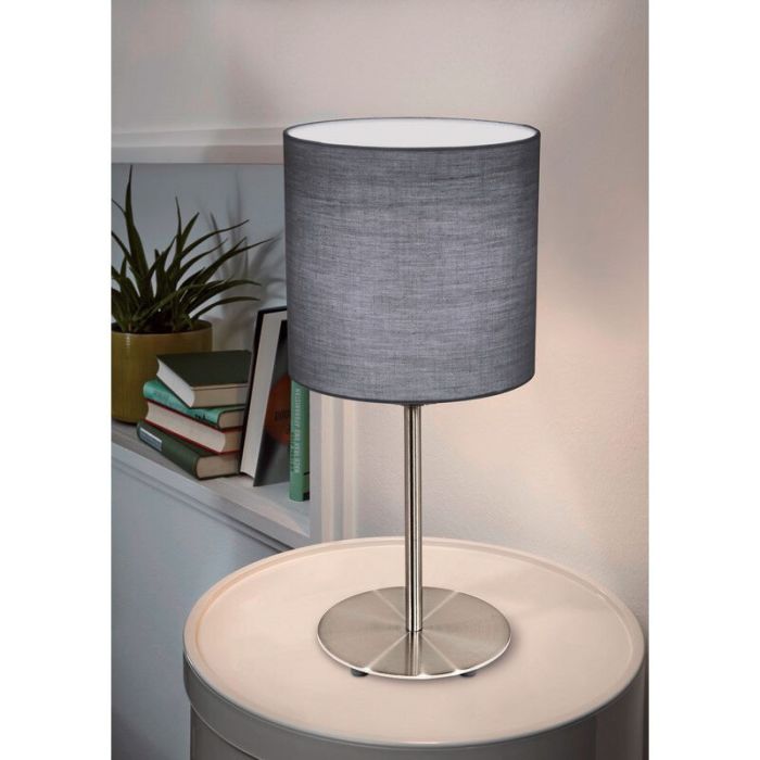 Grey modern table lamp fabric, Abano, with switch