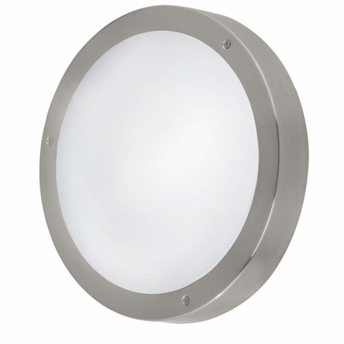 Silver outdoor wall light with dusk to dawn sensor glass, Bob, IP44