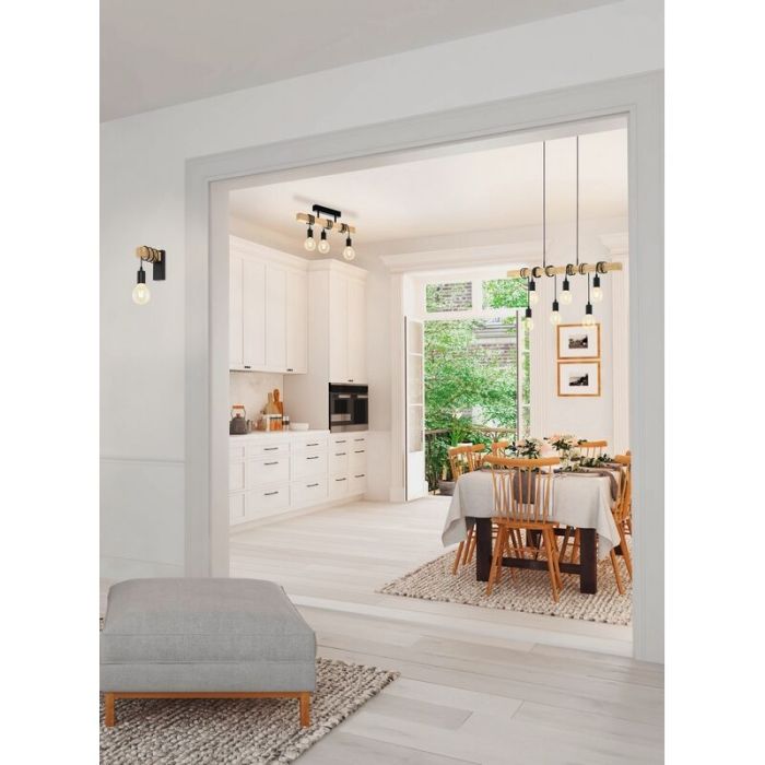 Wood flush ceiling light brown, Anton