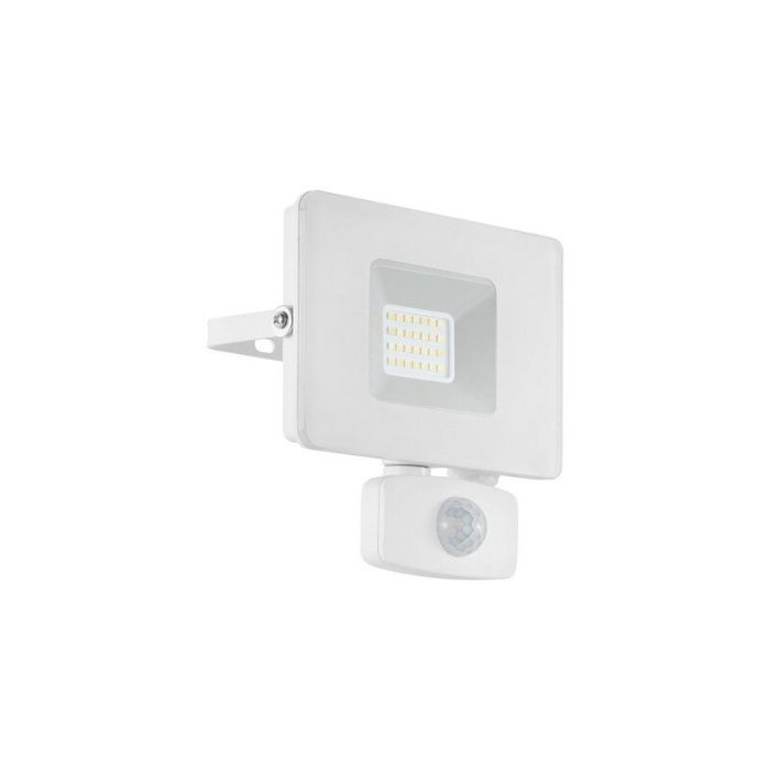 White outdoor wall light with motion sensor aluminium, Joey, IP44