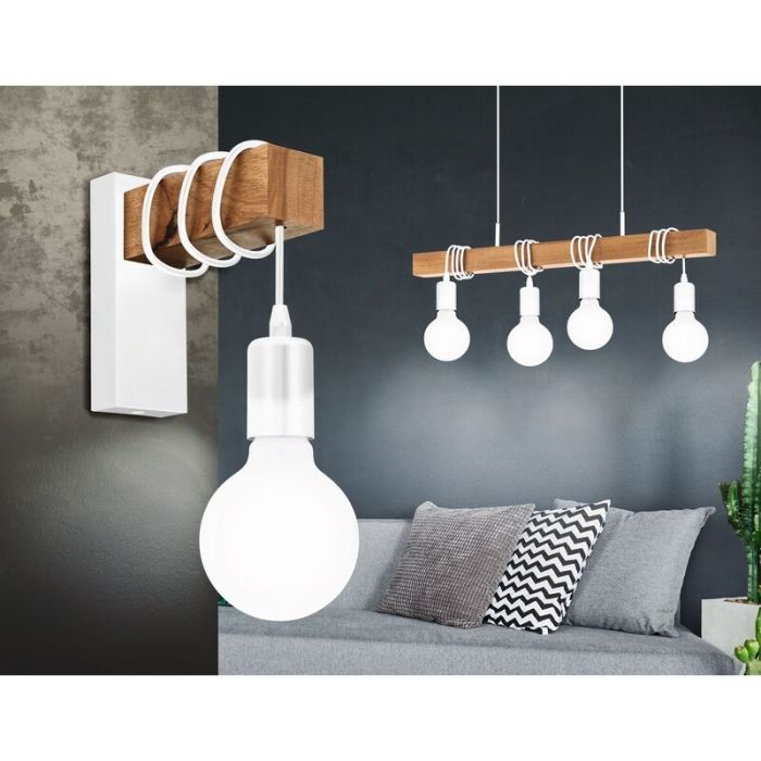 Wood pendant light white, Anton