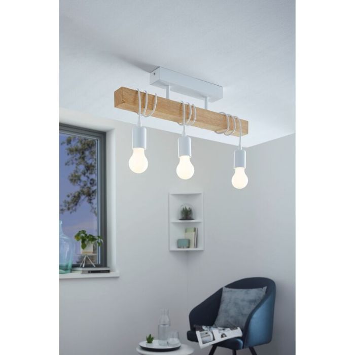 Wood flush ceiling light white, Anton