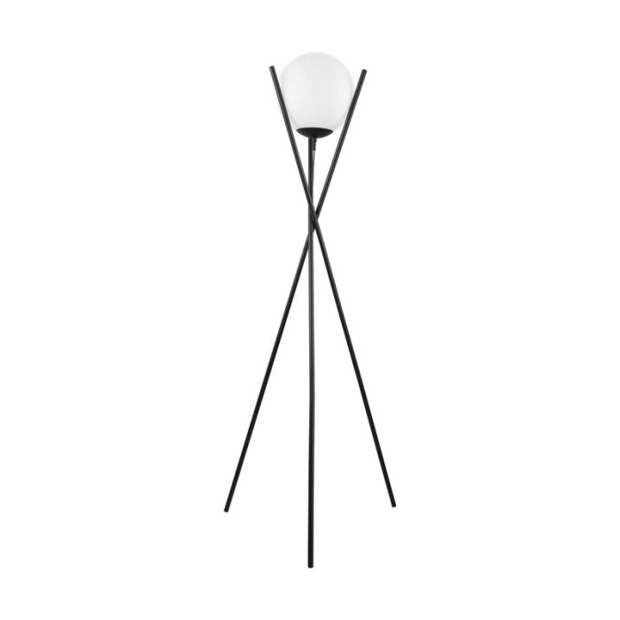 Black retro floor lamp steel, Tjardo, with switch