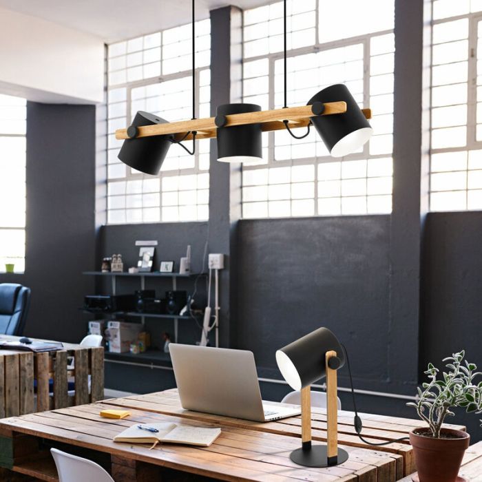 Wood pendant light black, Kaspar