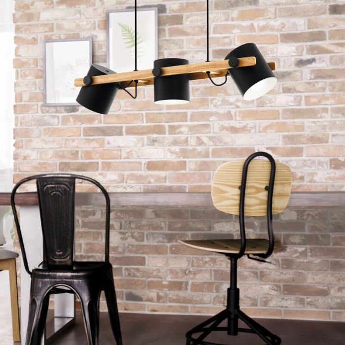 Wood pendant light black, Kaspar
