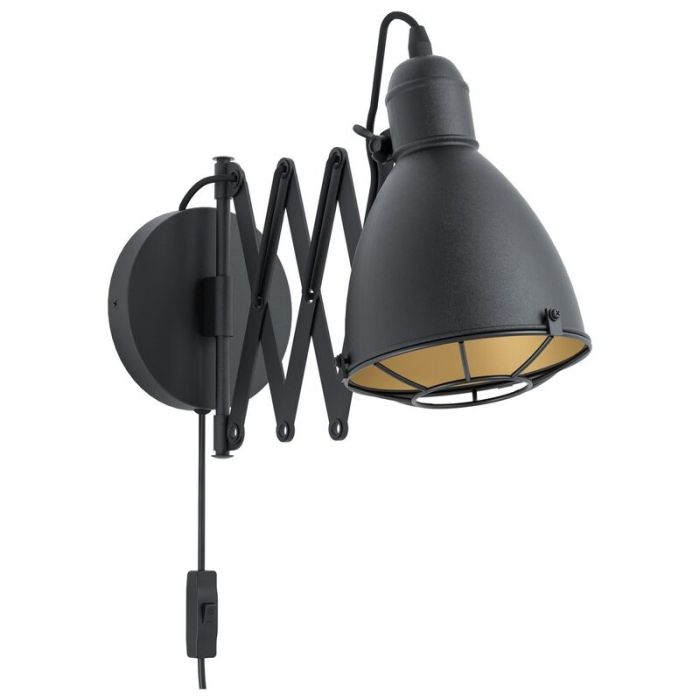 Golden industrial wall light steel, Wilmar, with switch