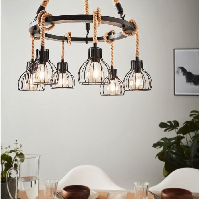 Black industrial pendant light steel, Simeon