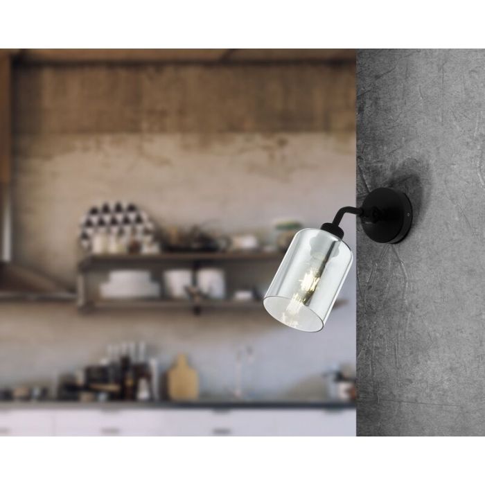 Black modern wall light steel, Paola