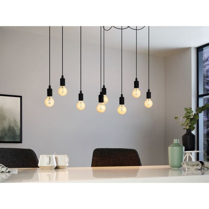 Black industrial pendant light steel, Katinka