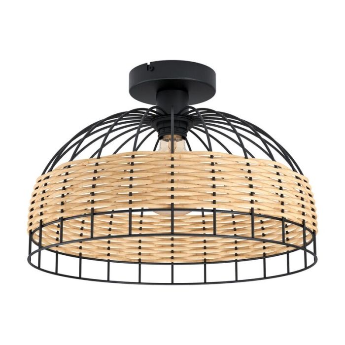 Black rustic flush ceiling light steel, Guillaume