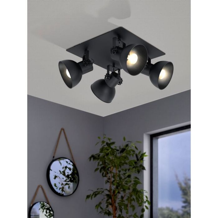 Black industrial ceiling spotlight steel, Angelina