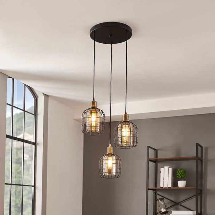 Black industrial pendant light steel, Maida