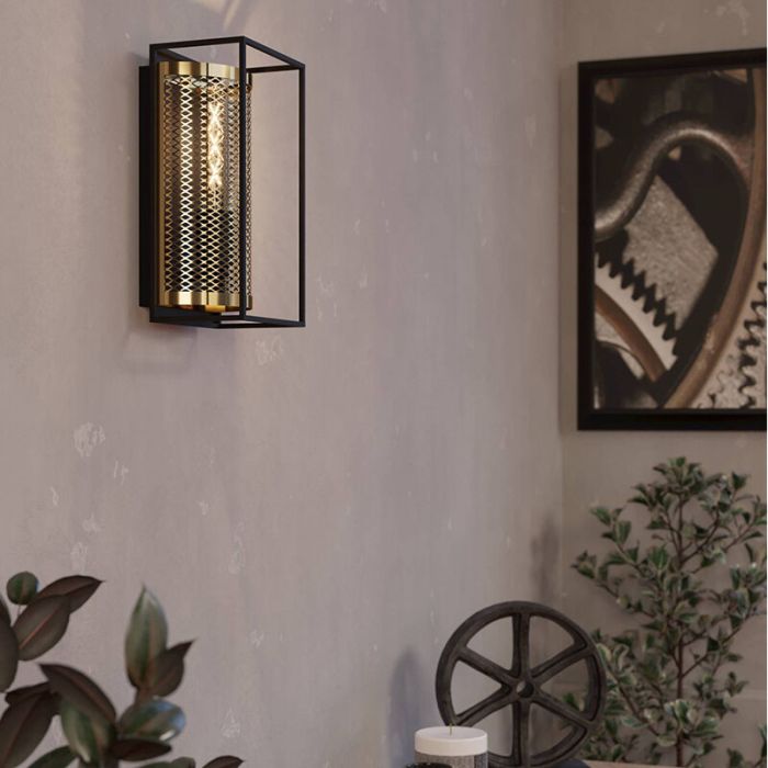 Black industrial wall light aluminium, Mauricio