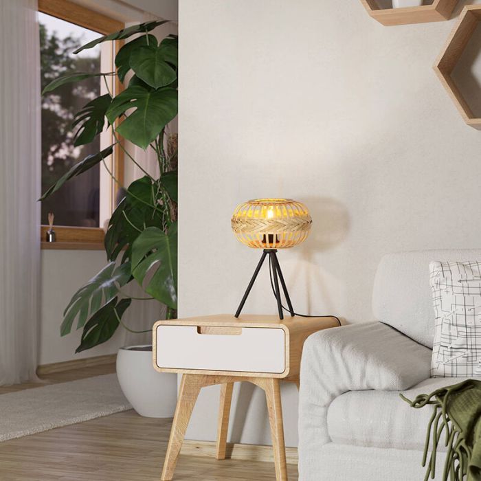 Brown rustic table lamp metal, Firenze, with switch