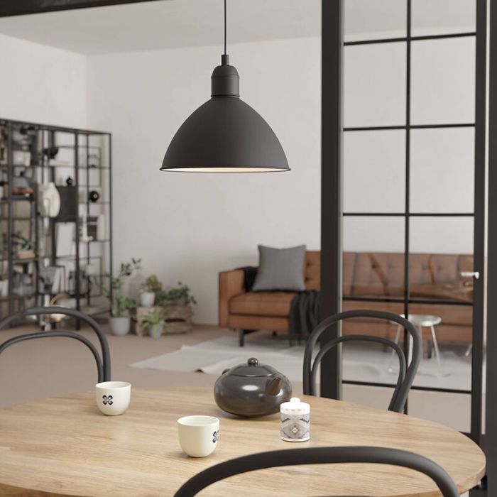 Black industrial pendant light aluminium, Nuno