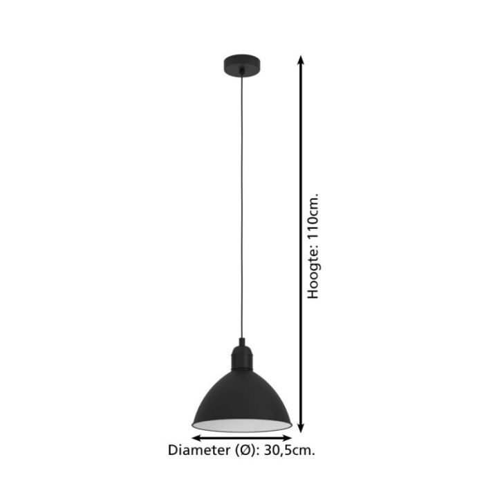 Black industrial pendant light aluminium, Nuno
