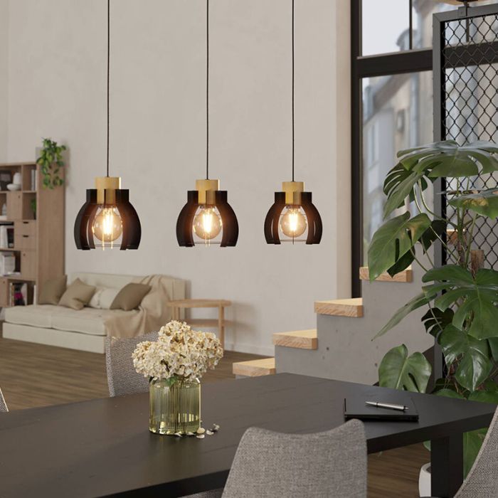 Black retro pendant light aluminium, Redouan