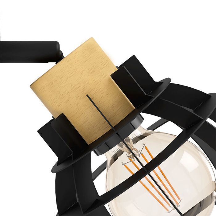 Black retro wall spotlight aluminium, Redouan