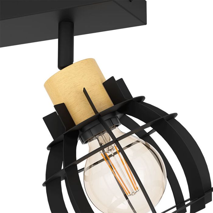 Black retro ceiling spotlight aluminium, Redouan