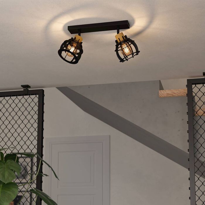 Black retro ceiling spotlight aluminium, Redouan