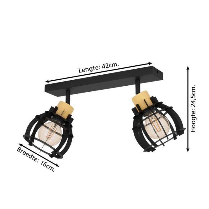 Black retro ceiling spotlight aluminium, Redouan