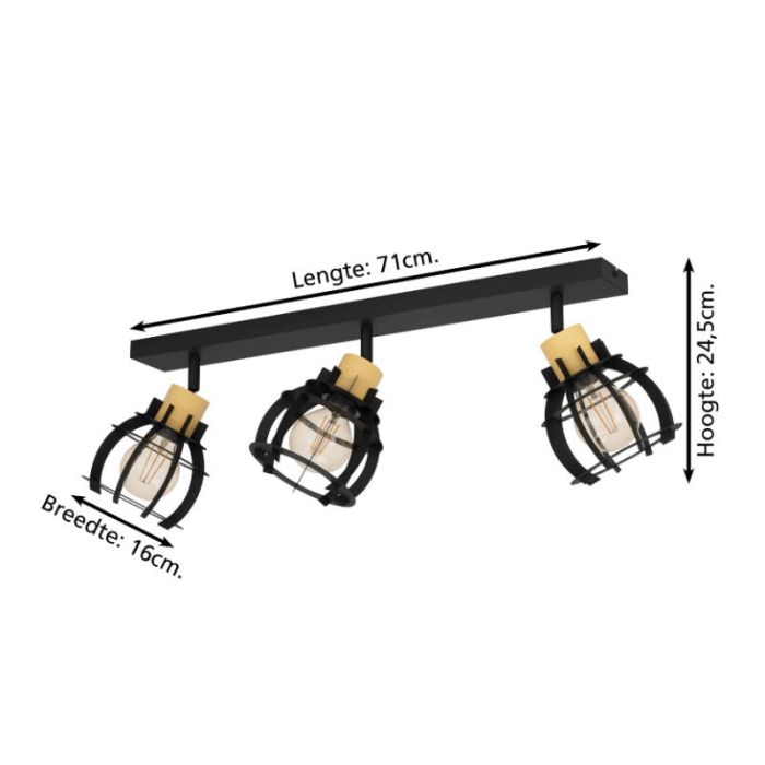 Black retro ceiling spotlight aluminium, Redouan