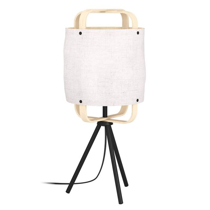 White retro table lamp fabric, Rocco, with switch