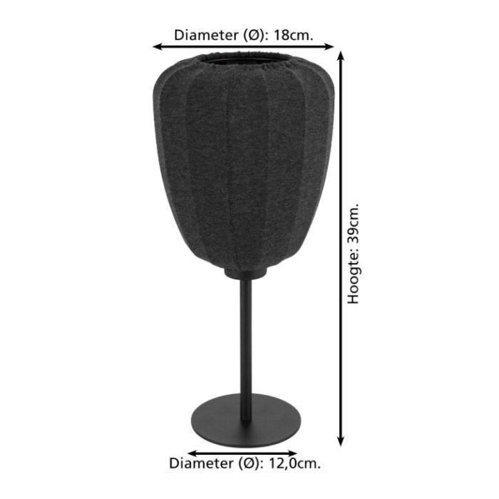 Grey table lamp fabric, Benji, with switch