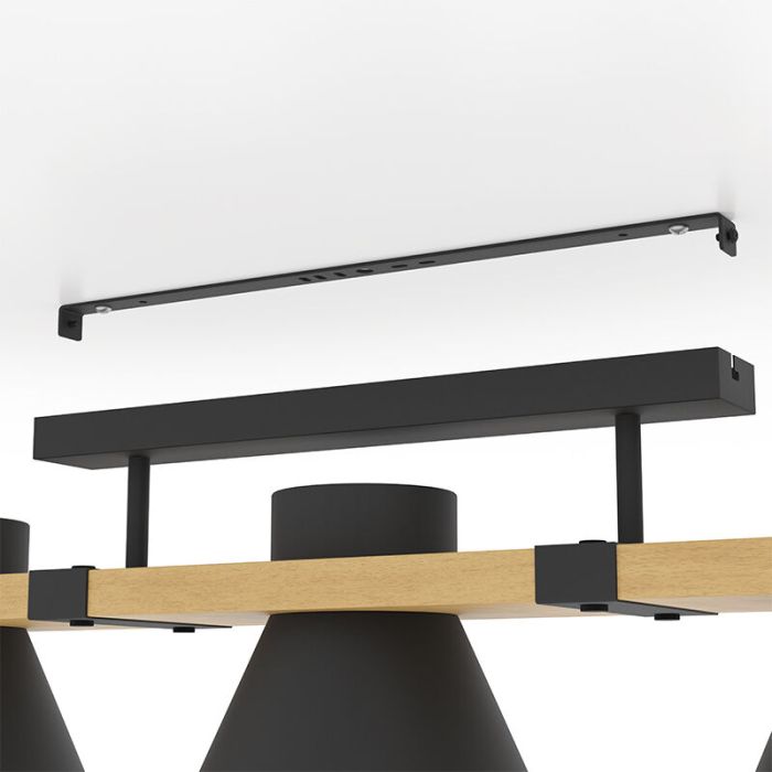 Black retro ceiling light wood, Juanita
