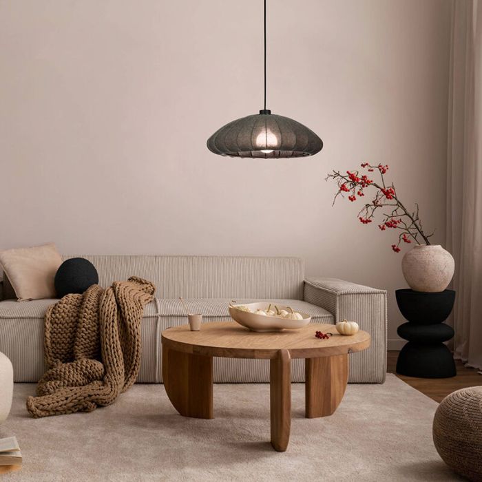 Grey pendant light fabric, Benji